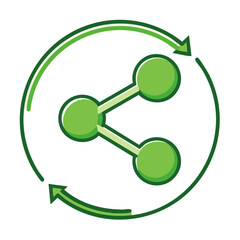 Poster - Green Share Icon with Recycling Arrows Circular Connection for Social Media Technology Networking and Sustainable Practices