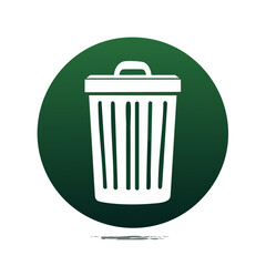 Poster - Vector Graphic of a White Trash Can on a Green Background Environment Concept Icon