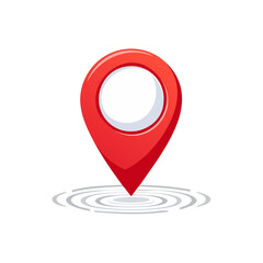 Poster - Shiny Red Location Pin Icon Marking a Spot with Concentric Circles Emanating Outwards on Black Background