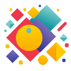 Poster - Abstract Geometric Shapes and Vibrant Colors Against Black Backdrop