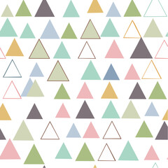 Poster - Triangle Pattern Background Multicolored Pastel Geometric Seamless Design Shape Backdrop Modern Mosaic Decoration Repeatable Style