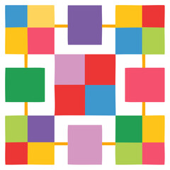 Poster - Colorful Square Pattern Composition, Playful Artistic Design, Abstract Geometric Arrangement