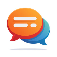 Poster - Overlayed Message Bubbles in Orange and Blue with Modern Design, Communication Icons