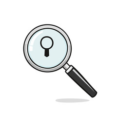 Poster - Magnifying Glass Reveals Keyhole Icon for Discovery and Security Concepts
