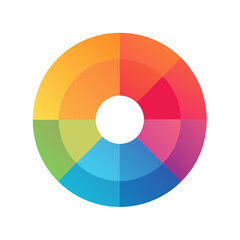 Poster - Circular Color Wheel Graphic: Segmented, Vibrant, Flat Design with a White Center