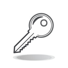 Poster - Simple Key Illustration on Black Background Opens Door Security Concept Single Isolated