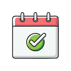Aufkleber - Cartoon Calendar with Checkmark Symbolizing Success, Deadlines and Appointments