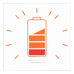 Poster - Iconic battery graphic depicts energy power levels with vibrant orange hue charging batteries technology icon