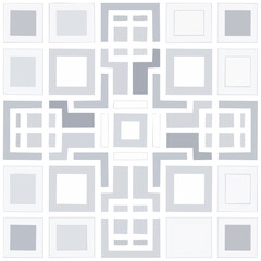 Poster - Geometric Squares Pattern Abstract Arrangement Artful Design Black and White Tones Modern Graphic Background Concept