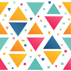 Poster - Colorful Triangles Geometric Seamless Pattern on Black Background Design