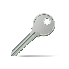 Poster - Isolated silver metal key flat lay on black backdrop security access