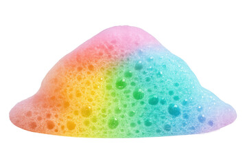 Poster - Colorful soap suds creating iridescent rainbow gradient rising over transparent surface