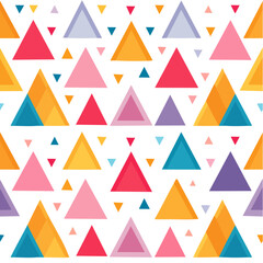 Poster - Colorful Geometric Triangles Repeat Pattern on Black Background for Wallpaper or Textile Print
