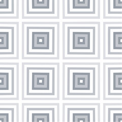 Poster - Gray and White Repeating Square Pattern Geometric design for backgrounds or textiles creating a visually captivating and versatile optical illusion