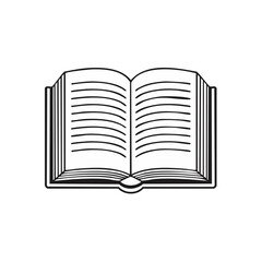 Poster - Open Book Illustration White Line Art on Black Background Simple Graphic Design