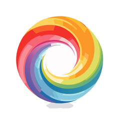 Poster - Abstract Colorful Swirl with White Center on Black Background, Spiral Vortex