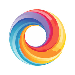 Poster - Colorful Abstract Swirl Circle with White Hole, Vortex of Painted Petals Forming Circular Shape
