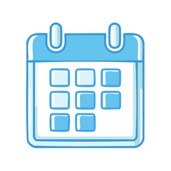 Poster - Blue calendar icon illustration for event planning and scheduling management date reminder agenda appointment business cartoon organizer