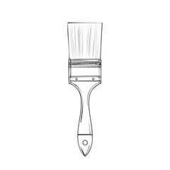 Poster - Paintbrush Illustration Simple White Line Art Isolated on Black Background Art Supplies Painting Tool Decorating Project