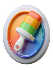 Poster - Colorful 3d rendering of a paint brush icon with vibrant gradients and a clean modern design suitable for applications