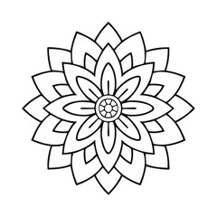 Poster - Elegant Floral Mandala Illustration on Black Background for Design Projects
