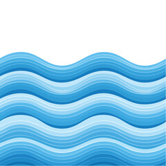 Poster - Stylized Wave Illustration in Gradients of Blue with Black Background  Water Pattern Surface Graphic Design Element