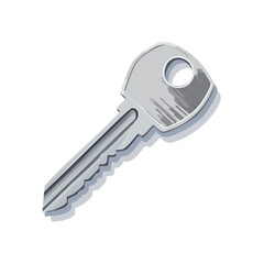 Poster - Isolated illustration of a metal door key on a black background, symbolizing access and security
