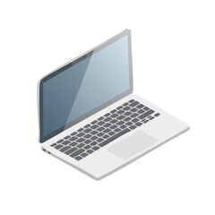 Leinwandbilder - Isometric Laptop Illustration on Black Background with Open Screen, Keyboard, Touchpad