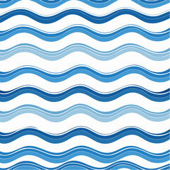 Poster - Seamless pattern of wavy blue lines on white background for textile or digital design projects abstract ocean wave illustration