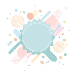 Poster - Abstract Geometric Frame with Soft Pastel Colors and Shapes on Black Backdrop