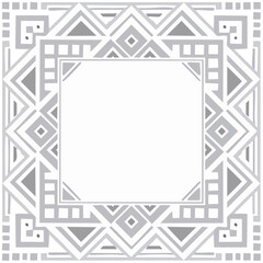 Poster - Abstract geometric square frame with diamond and triangle shapes, grey and white decorative border