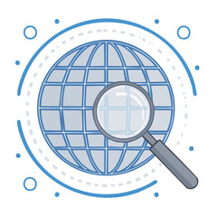 Poster - Global Search and Investigation Illustration Globe under Magnifying Glass Search Analysis