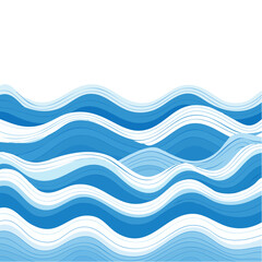 Poster - Abstract wavy blue vector pattern with sea wave lines for marine themed backgrounds with gradient and depth for ocean graphic designs