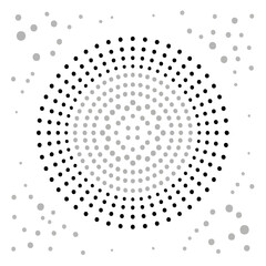 Poster - Minimalist Circular Dot Pattern on Dark Background Round Shapes Scattered Around Composition Geometric Design