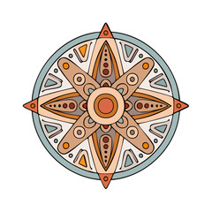 Poster - Ornamental Mandala with Earth Tones: Intricate Design on Black Background