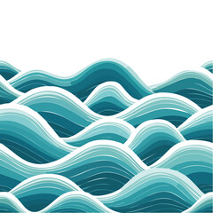 Poster - Stylized ocean wave pattern illustration with blue hues against black backdrop creating a calming nautical design backdrop