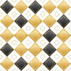 Poster - Elegant diamond tile pattern background with black and gold diamonds creating stylish backdrop.