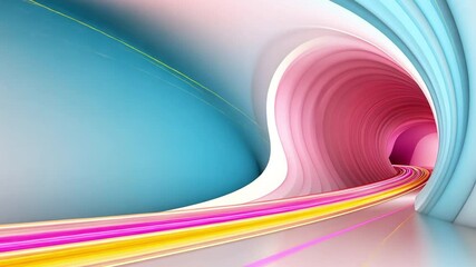 Poster - Tunnel of Potential: A vibrant abstract tunnel with fluid lines of color, illustrating movement and infinite possibilities, inviting viewers to explore an imaginative realm.