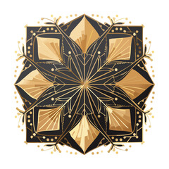 Poster - Elegant Ornamental Mandala Design with Gold and Black Colors on Dark Background