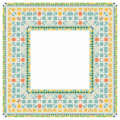 Poster - Decorative Square Frame with Hand-Drawn Geometric Mosaic Pattern