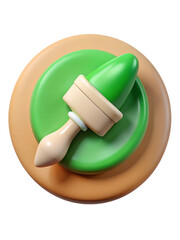 Poster - A vibrant and modern 3d rendering of a paint brush plastic-style icon on a plate design element isolated on transparent background