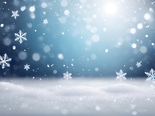 Poster - Abstract winter snowflake background with soft bokeh lights, frosty surface texture, icy blue tones, and elegant snowfall design perfect for seasonal art in vector ai format