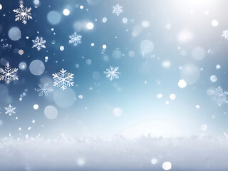 Poster - Abstract winter snowflake background with soft bokeh lights, frosty surface texture, icy blue tones, and elegant snowfall design perfect for seasonal art in vector ai format