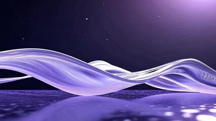 Poster - Abstract Purple Wave: A serene and artistic depiction of a flowing, translucent purple wave, gracefully undulating against a dark, star-studded backdrop.