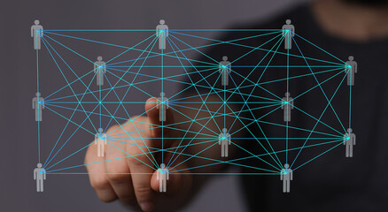 Leinwandbilder - Abstract image of a digital network, illustrating global connections and human interaction.