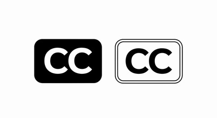 Aufkleber - This high-quality vector image features two minimalist closed caption icons: a solid black rectangle with white 