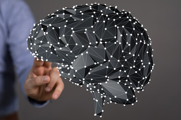 Aufkleber - Abstract image of a brain's neural network.  Ideal for AI, technology, and innovation concepts.