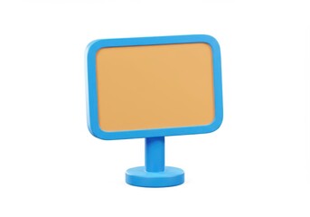 Poster - Cartoonish sign with blue frame and stand, isolated on white background