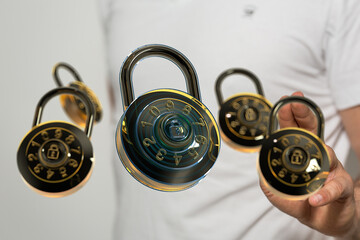 Poster - High-quality image of combination locks, symbolizing data security and privacy. Ideal for cybersecurity concepts.