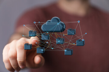 Leinwandbilder - Image depicts secure cloud storage, data access, and network connectivity.